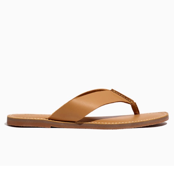 NWT Madewell Size 9.5 THE BOARDWALK CHUNKY THONG SANDAL tan leather comfy flat - Picture 3 of 8